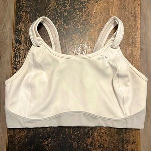Brooks Fiona full support adjustable sports bra. White/gray. Size 36DD.